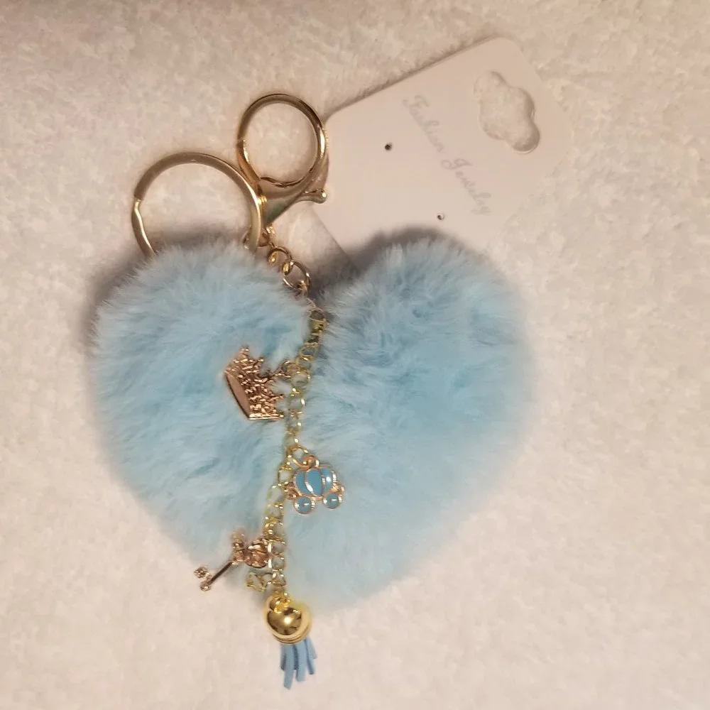 Heart Pom Pom Keychain with Charms - Picture 2 of 6